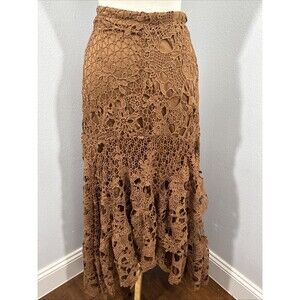Reba Maxi Skirt Women 4 Autum Meadows Crochet Tiered‎ High Low Boho Farycore